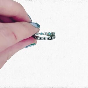 4887. Silvertone Bling Stacking Rings Women's Ring 7.5